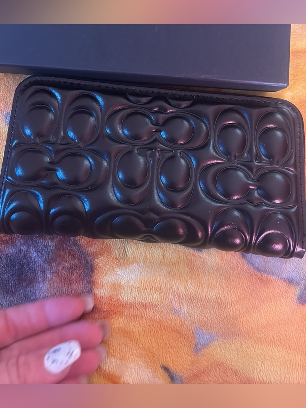 Coach Black Quilted Leather Zip-Around Phone Wallet